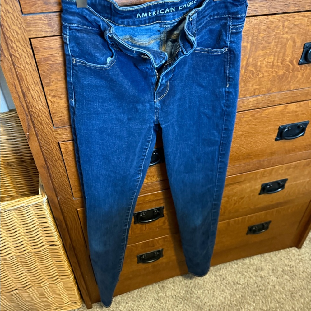 American Eagle Outfitters Women's Dark Blue Skinny Jeans